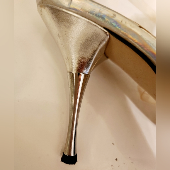 Pierre Michel Silver Metalic Glitter Rhinestone Heels - Picture 3 of 6